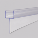 Clear tapered seal on grey, rounded glass channel with a stem and a fin that narrows along its length