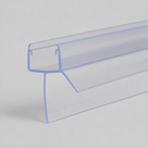 Long clear seal on pale grey, glass channel with a short angled fin and a long straight drop blade