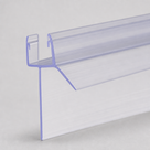 Clear seal in close view on grey, cut end showing the short gripping channel and its long tapering fin