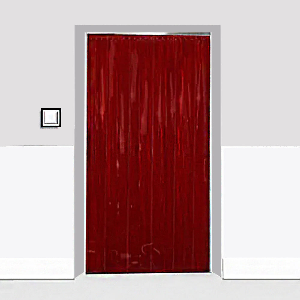 Solid Red Coloured Strip Curtains (Hook-on)