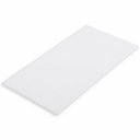 Long milky white opal acrylic panel laid flat on white, even matt face and thin square edge