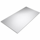 Large rectangular silver acrylic mirror sheet angled on a plain white background