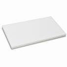 Natural white acetal sheet lying flat at an angle on white, thin square-sawn edge along the front