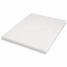 Rectangular natural-white acetal plate flat on a white background, matt face and clean sawn edges