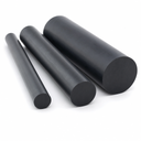 Three black nylon rods in stepped diameters angled together on a white background