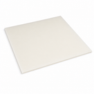 Square ivory nylon sheet angled on white, thin square-cut edge catching the light