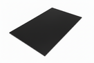 Black rectangular sheet angled on a white background, smooth matt face and no flutes visible