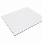 Very thin white PVC sheet lying at an angle on white, barely a shadow under the edge