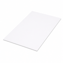Very thin white sheet lying at an angle on white, its slim edge visible along the front