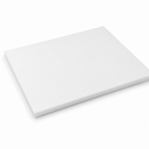 Thick white slab angled on a white background, deep square edge along the near side