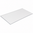 Long clear acrylic panel laid flat on white, a pale grey line tracing its polished edge