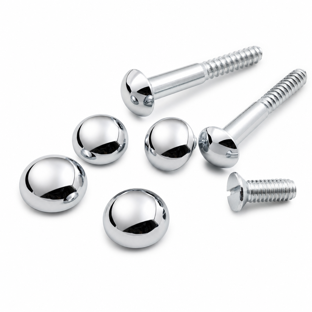 Acrylic Mirror Screws for Displays – Chrome Dome & Disc Caps, 40mm & 60mm Long