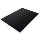 Matt black acrylic sheet laid at an angle on white, flat non-reflective face and square-cut edge