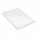 Thin clear acrylic sheet angled on white, faint green tinge along the cut edge