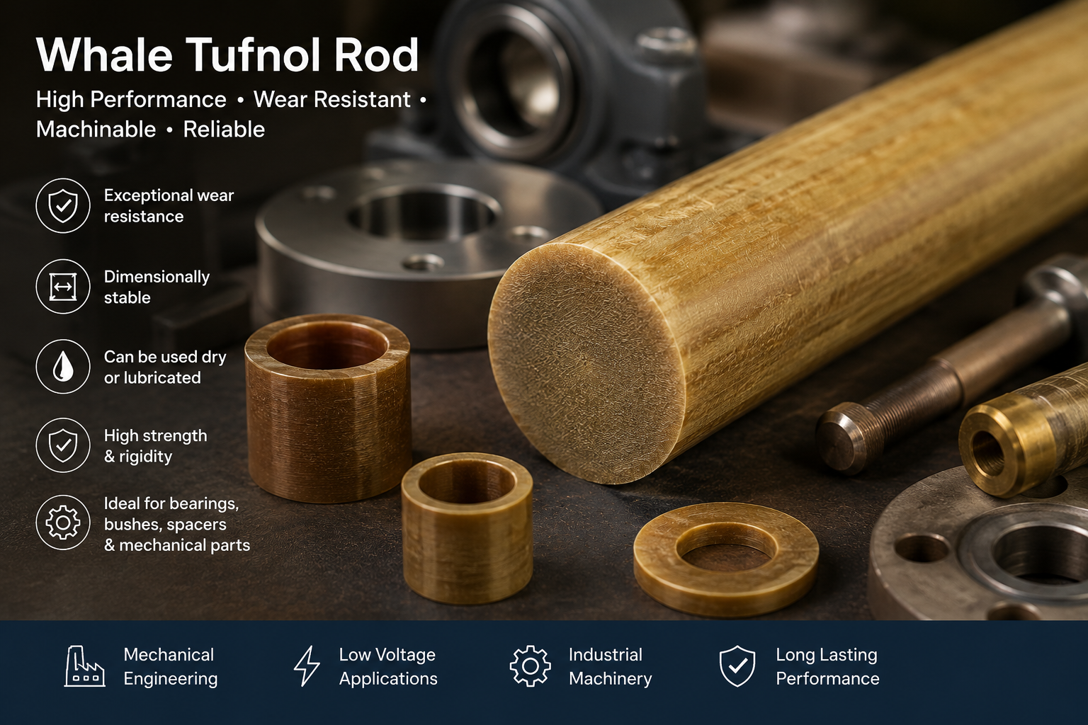 Phenolic Laminate Rod - SRBF Cotton Fabric Phenolic Resin Laminate Rod - High Strength Engineering Insulation Bar - UK Engineering Plastics