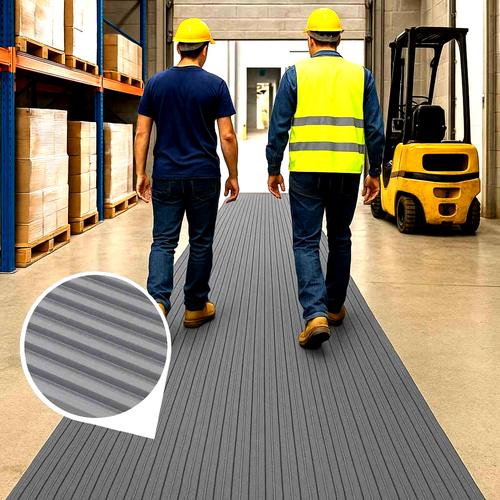 Ribbed PVC Matting Roll – 20m x 1m – Anti-Fatigue, Slip-Resistant, Chemical Resistant – Ideal for Industrial Workstations & Production Lines