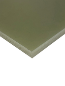 Corner of a pale olive-green phenolic laminate sheet on white, layered fabric edge visible