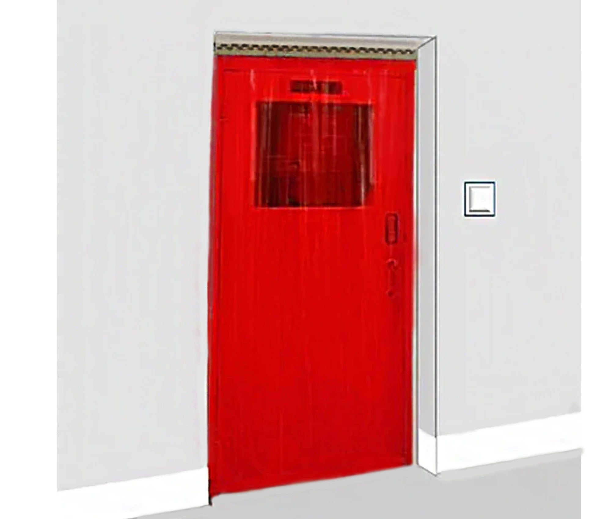 Transparent Red Coloured Strip Curtains (Hook-on)