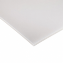 Close crop of a translucent white sheet corner on white, thin square edge along the front