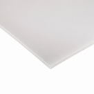 Close crop of a translucent white sheet corner on white, thin square edge along the front