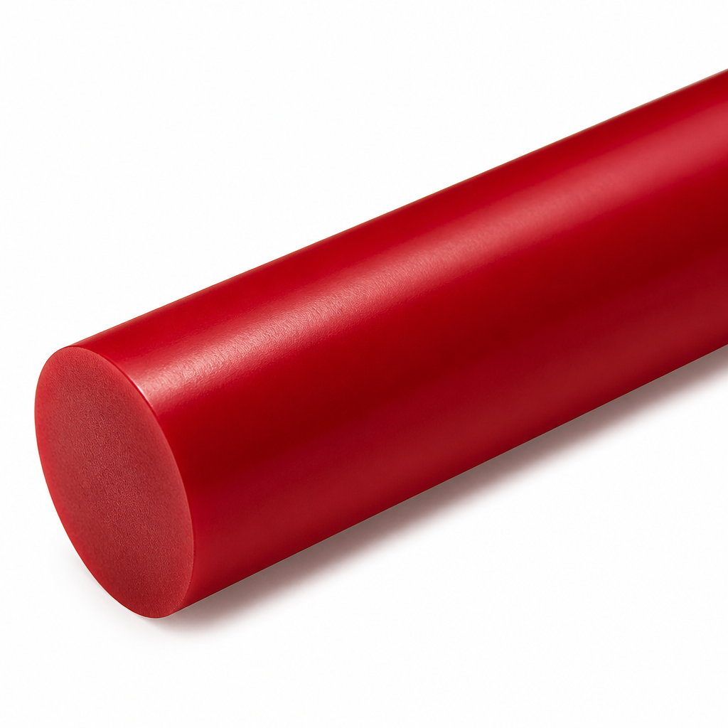 Polyurethane Red Rod 90A Shore for Various Applications 12.5mm to 61mm diameter - Rod in use