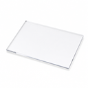 Clear acrylic sheet, angled studio shot on a white background