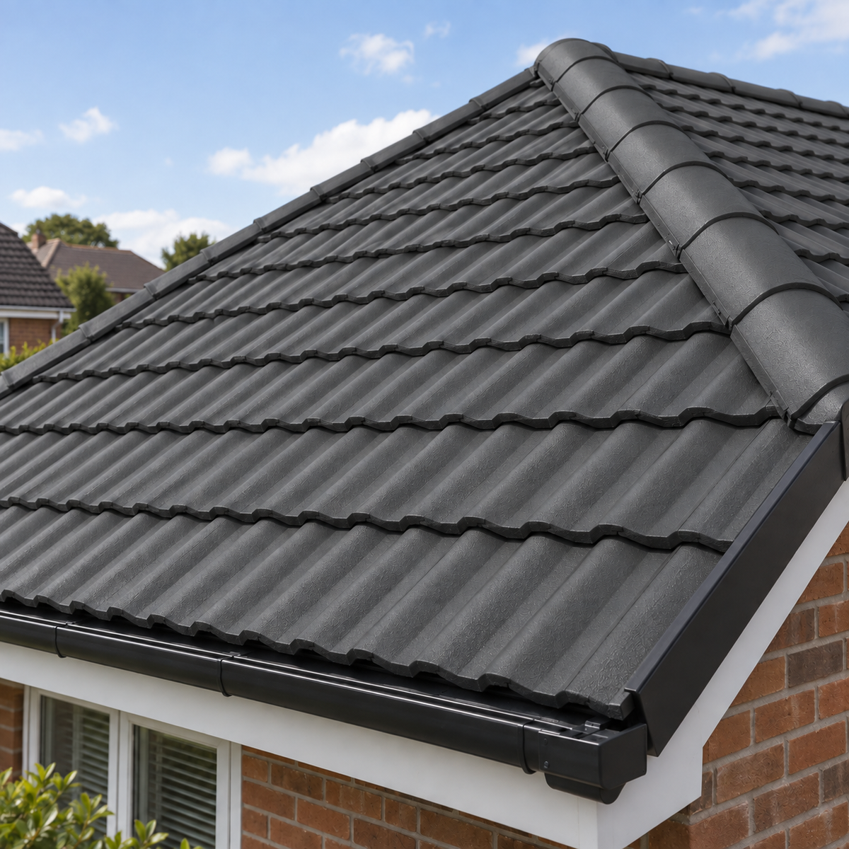 Dark Grey illustrative application: Acrylic Roof Tile Paint – Refresh & Protect Tiled Roofs