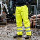 High Visibility Waterproof Overtrousers - PU Coated 150D Polyester