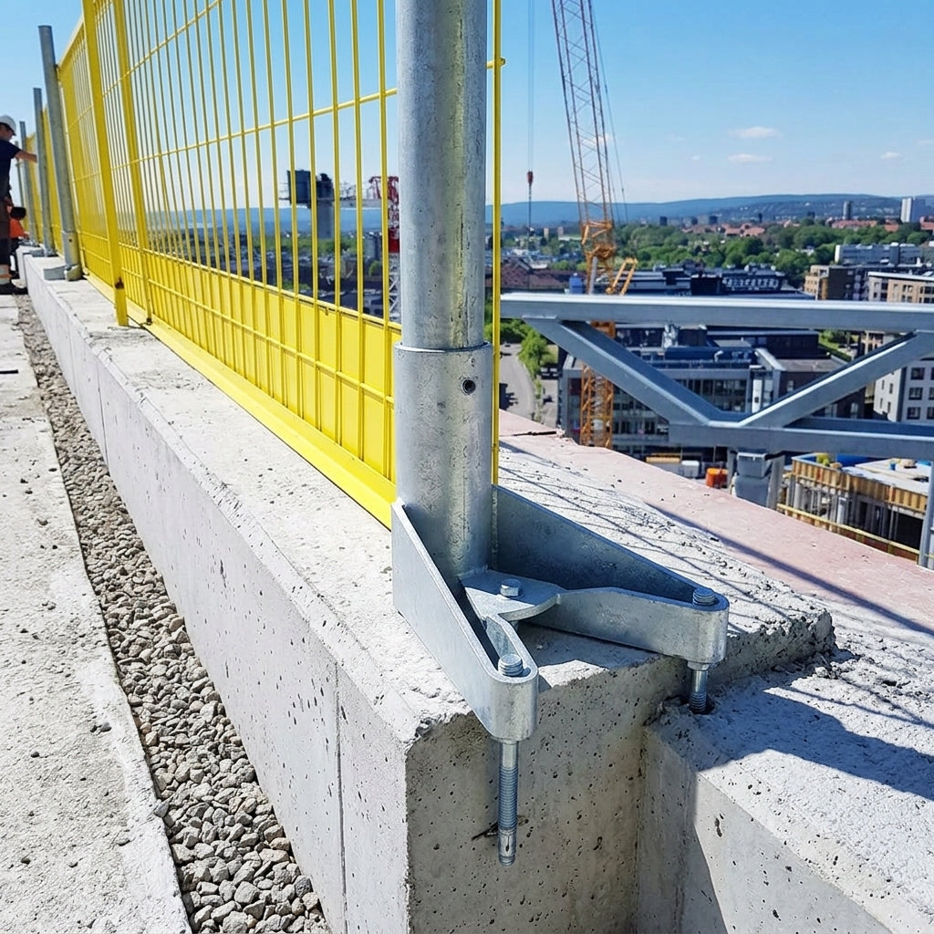 Temporary Barrier Post Foot Bracket with Twist-Lock Socket Base