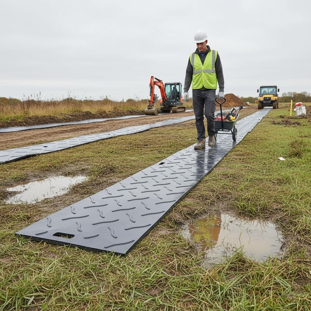 Heavy Duty Ground Protection Mat, Recycled HDPE, Non-Slip