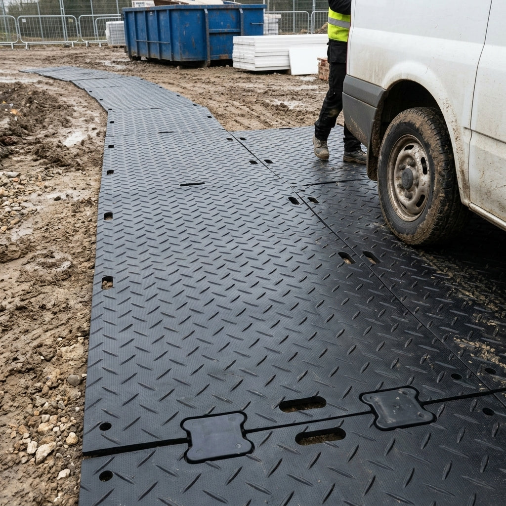 Heavy Duty Recycled HDPE Access Mat with Traction Surface - Used