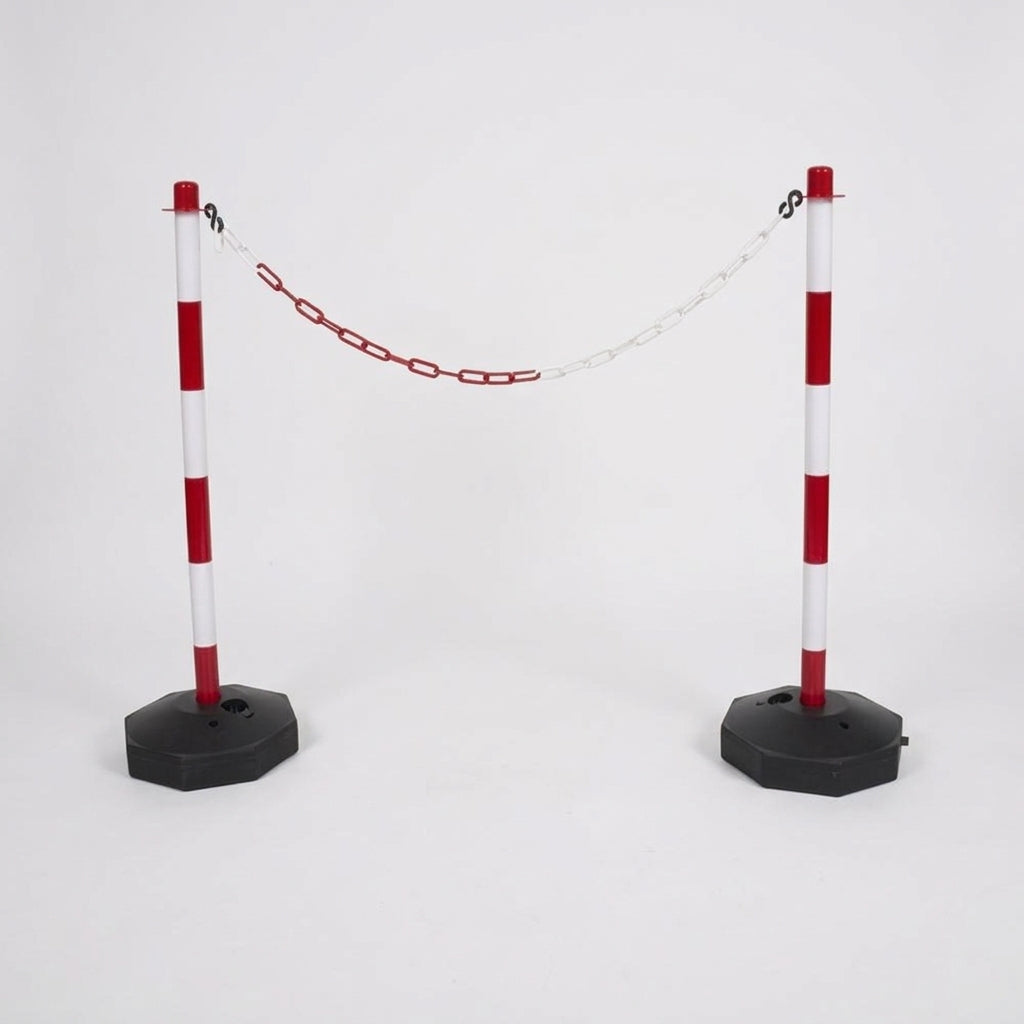 Post and Chain Barrier with Water-Filled Base for Safety (view 2)