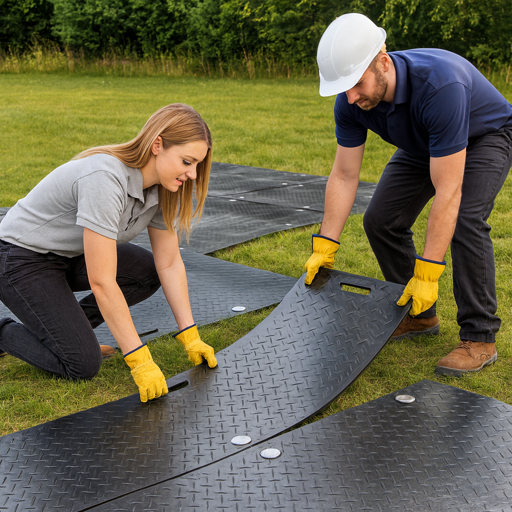 Heavy Duty Ground Protection Mat, Recycled HDPE, Non-Slip