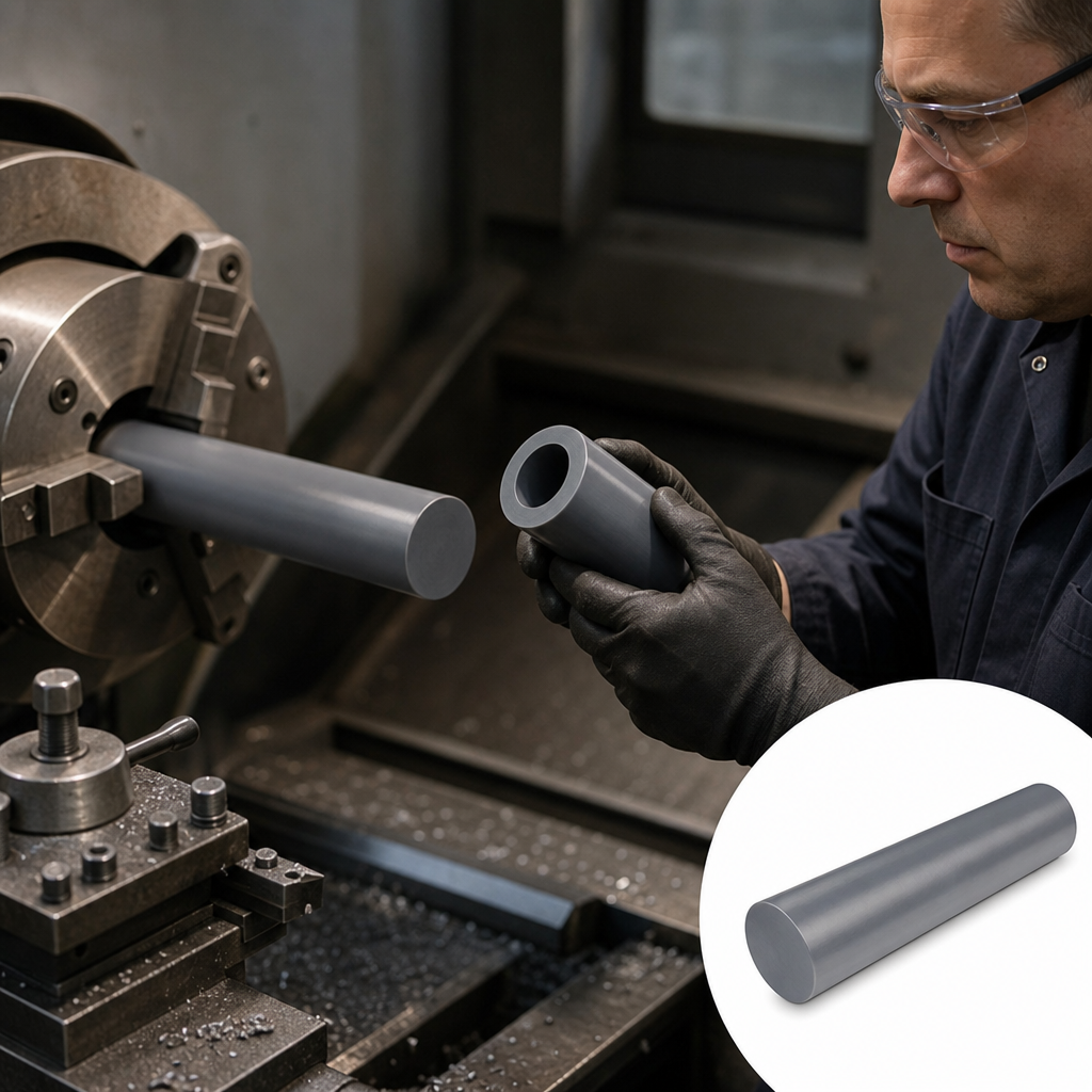 Grey PVC Rod for Chemical Processing Applications 6mm to 180mm diameter - UK Engineering Plastics