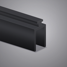 Black BIF035 shower seal on grey studio background, 4mm T-head above a hollow box section open at the base