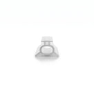 Clear seal cut piece end-on on white, T-cap over a hollow oval tube with two splayed feet