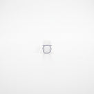 Clear seal end-on on white, flat top lip above a hollow rounded-square bubble with side barbs
