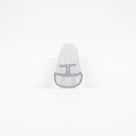 Clear seal end-on on white: rounded hollow chamber with an internal T-shaped rib