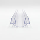Clear glass-to-glass seal length end-on on white, deep U channels joined by a curved base membrane