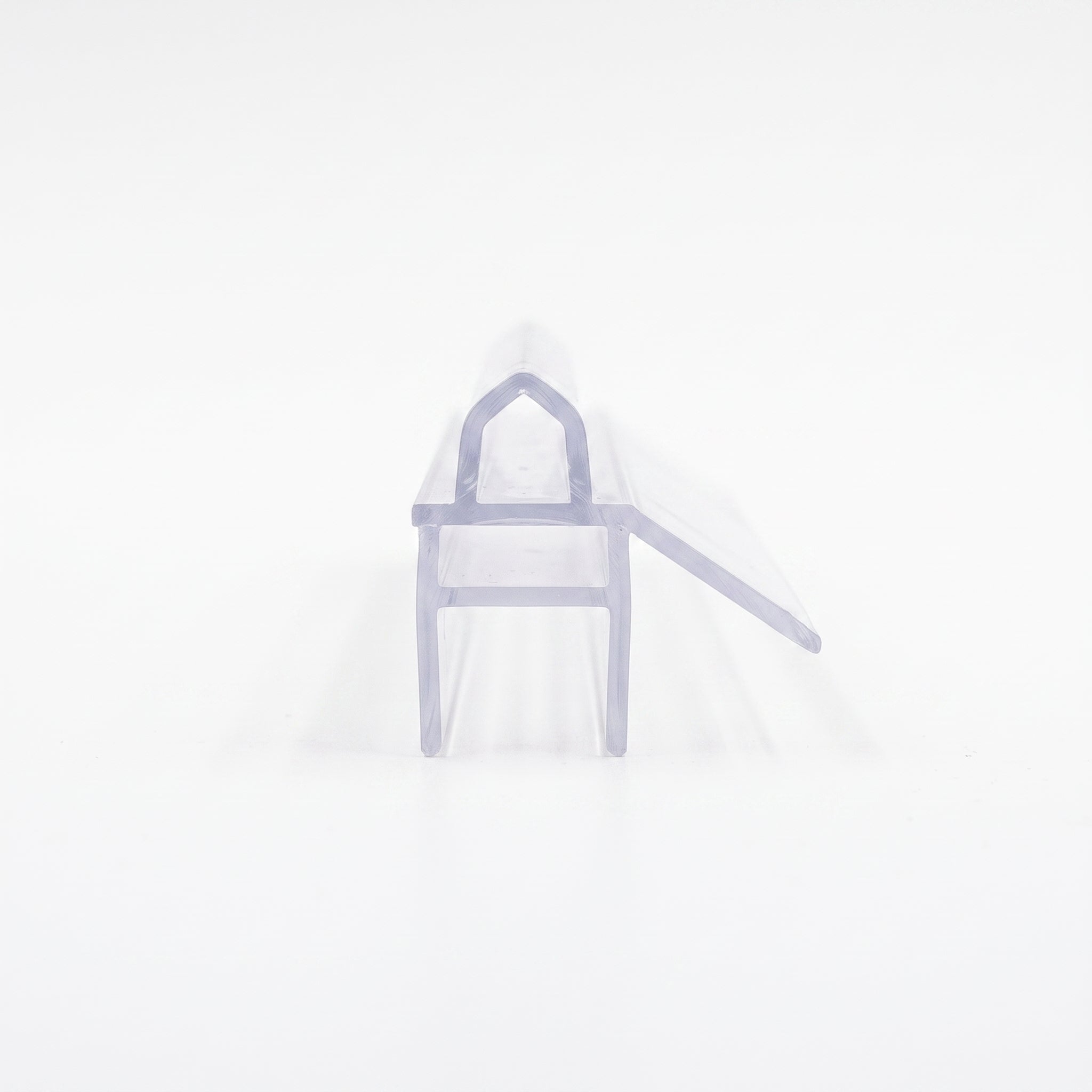 Clear BIF093 Provex screen seal cut piece - rigid arched top with soft legs and diagonal blade