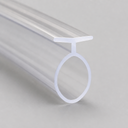 Close-up cut end of the translucent T-top seal with a round hollow bulb below the stem