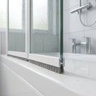 Brush seal with 7mm T backing and 6mm bristles in the bottom channel of a bifold shower door