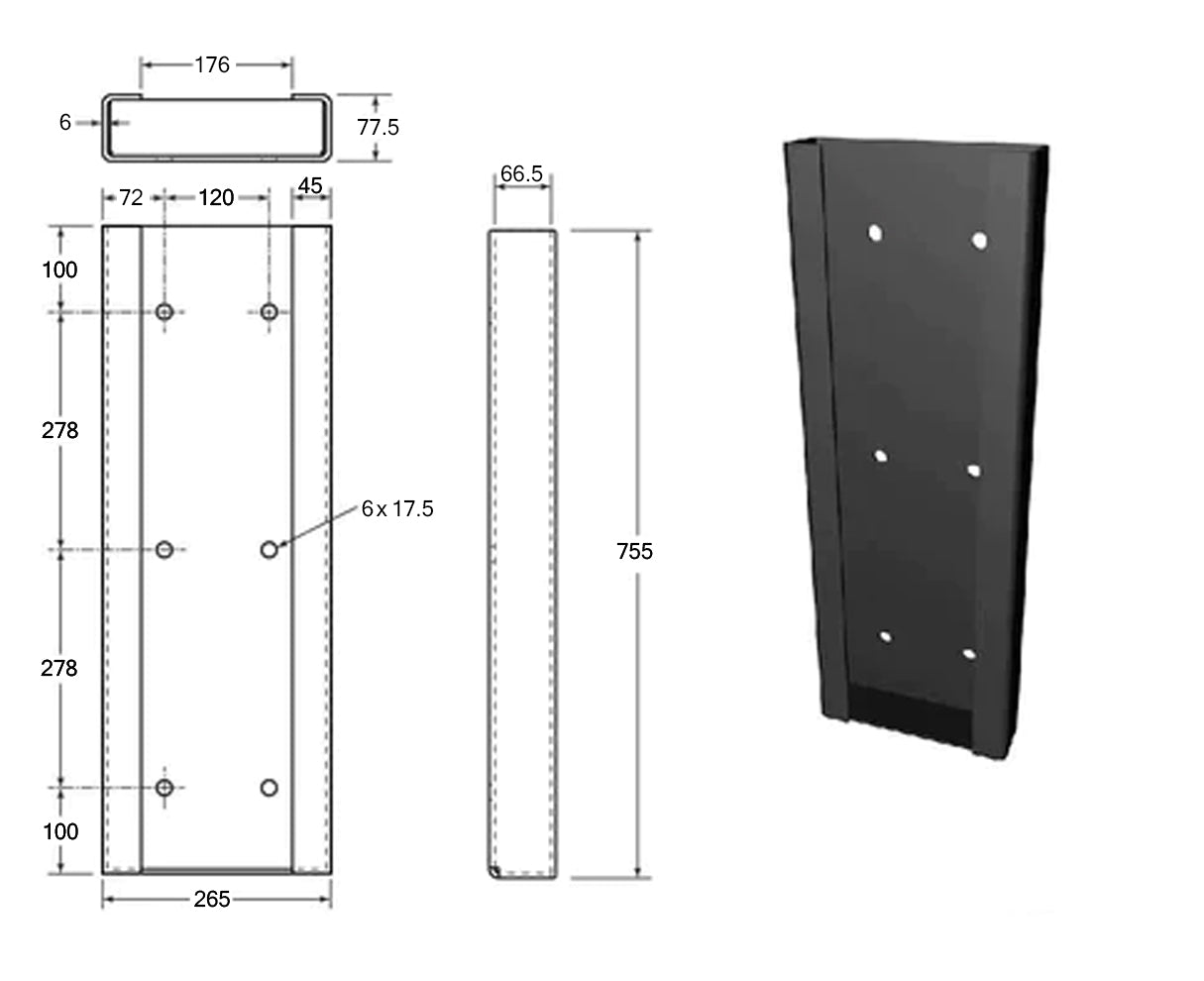 Nylon 'H' Profile Dock Bumper - 750 x 265 x 125mm