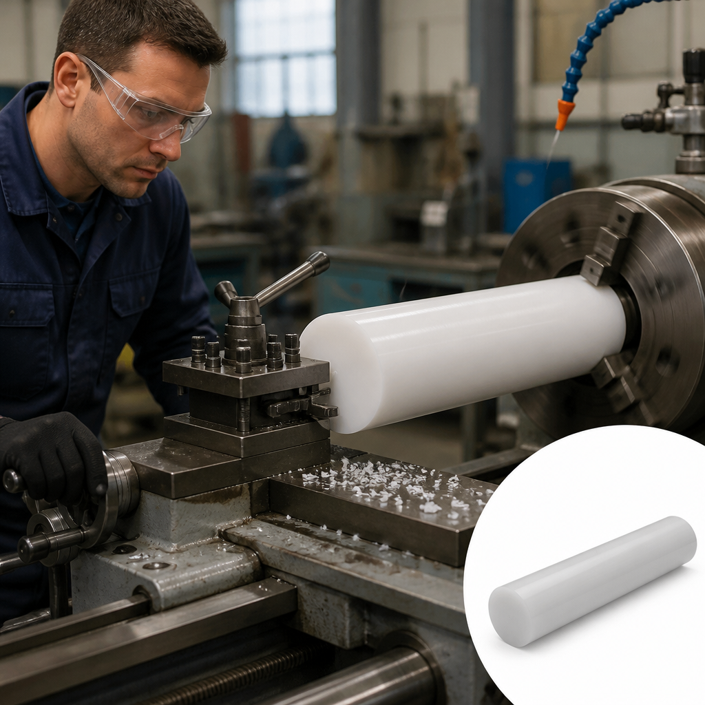 High Density Polyethylene Natural Rod 250mm Diameter for Food Applications 250mm to 300mm diameter - UK Engineering Plastics