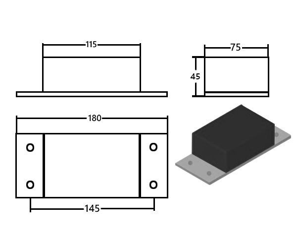 Rubber Tipper Pad - 180 x 75 x 45mm