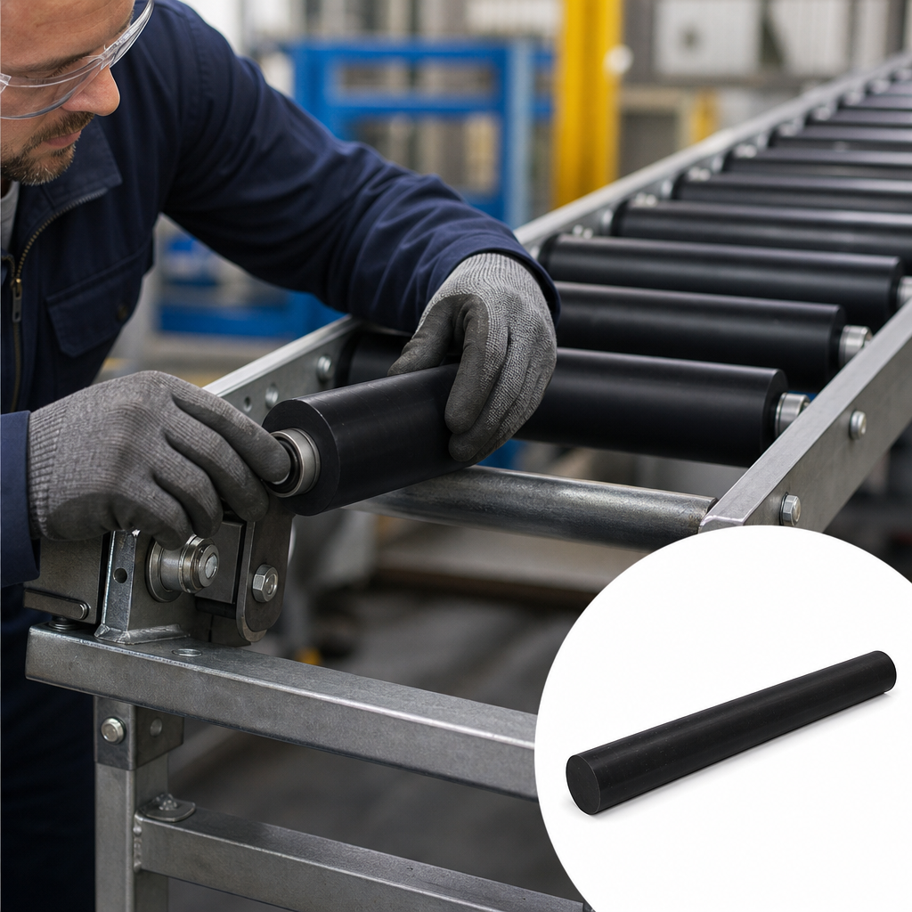 Nylon 66 Black Rod 10mm to 30mm dia for Cams & rollers - UK Engineering Plastics