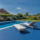 Mid blue anti-slip concrete floor and patio paint on a UK poolside patio