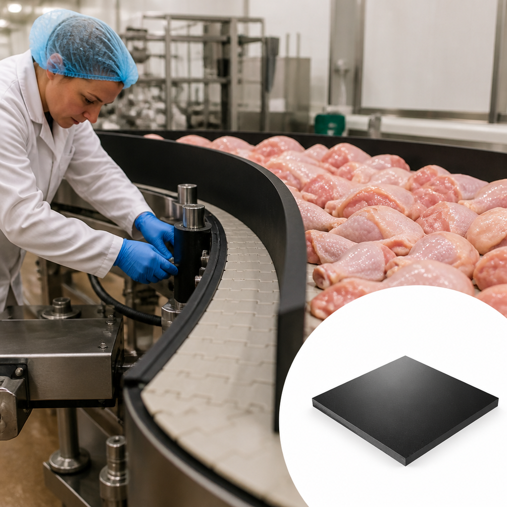 High Density Polyethylene Black Sheet for Food Industry Applications 1mm to 12mm thick - UK Engineering Plastics