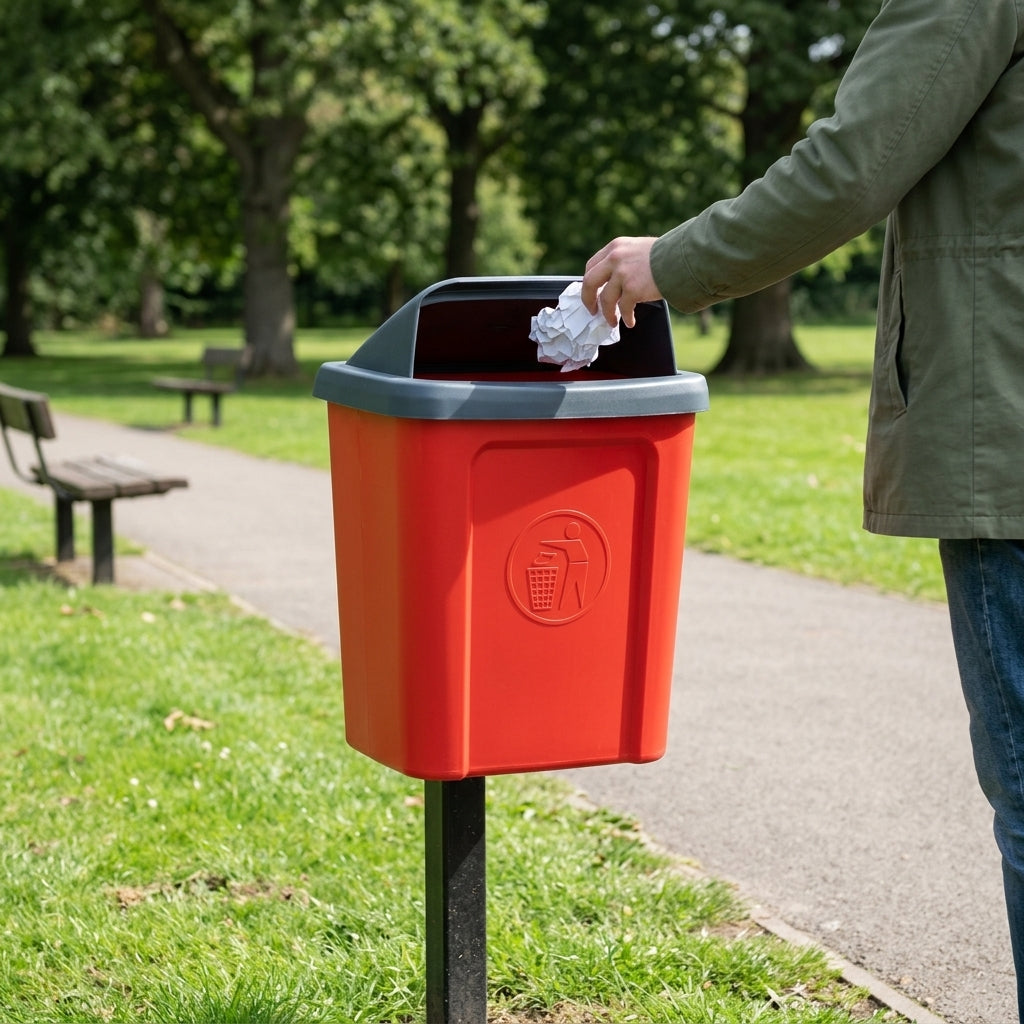 25 Litre Wall or Post Mountable Waste Bin - UVMDPE Construction