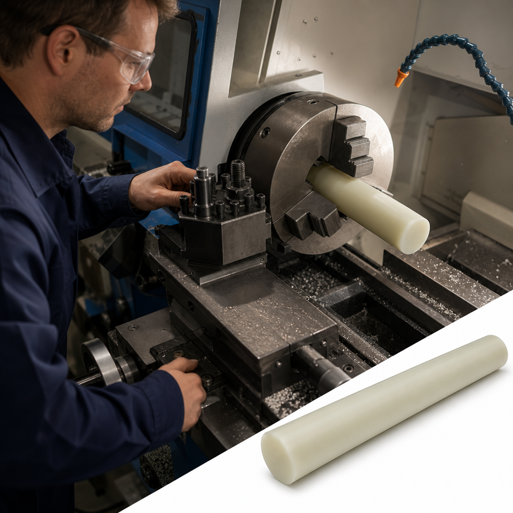 Cast Nylon 6 Natural Rod 100mm for Engineering Applications 100mm to 300mm diameter - UK Engineering Plastics